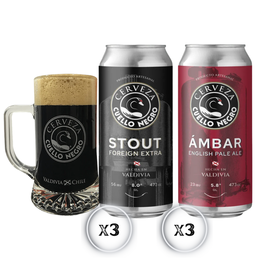 Cuello Negro — Cerveza Stout y Ámbar + Shopero Oficial | Pack 6x Lata 470ml