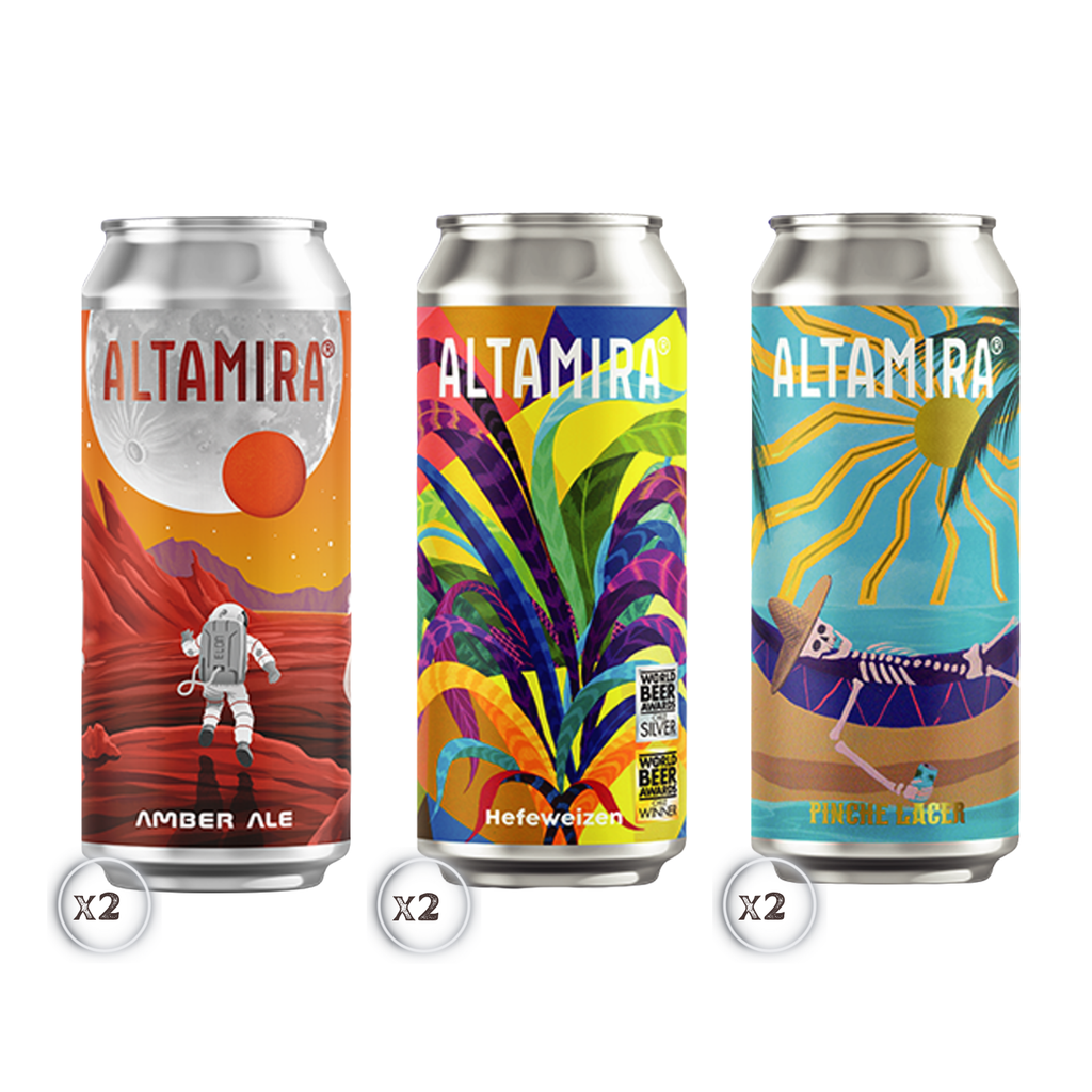 Pack Cerveza Artesanal Altamira 6 Latas 473ml (Amber Ale, Hefeweizen, Lager)