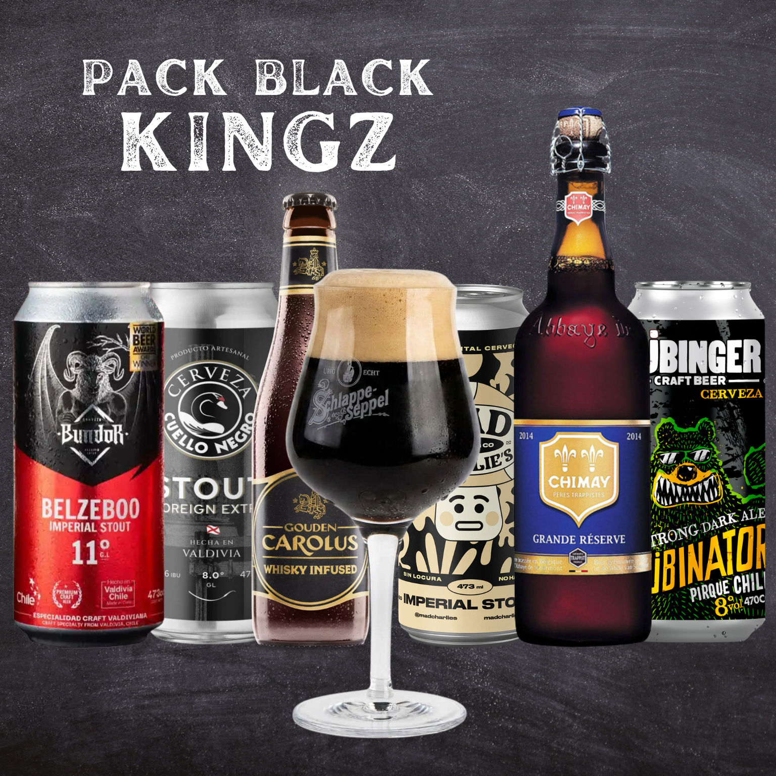 Selección de cervezas oscuras premium KINGZ para regalo