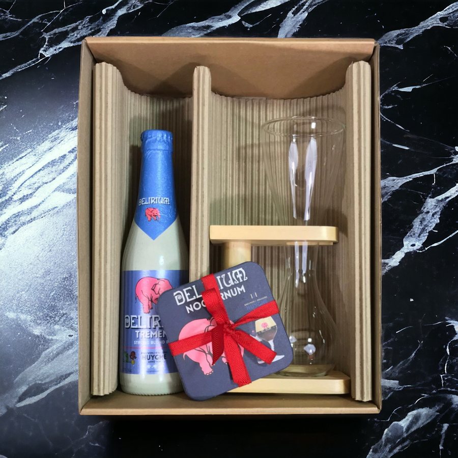 Caja Regalo Brindis de Lujo 1x Delirium con Copa Tabernero - KINGZ.cl