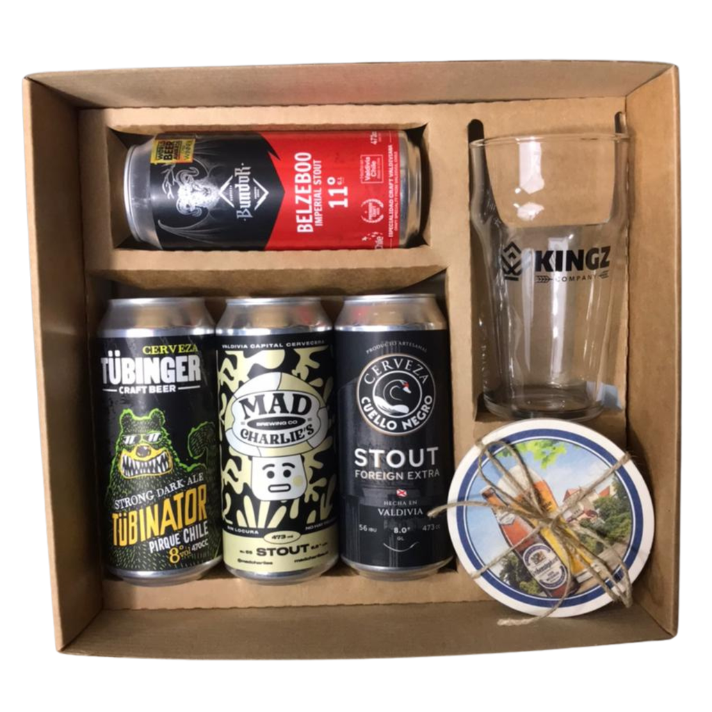 Caja de Regalo KINGZ Selección Cervezas Negras Mix - Cerveza Stout Premium
