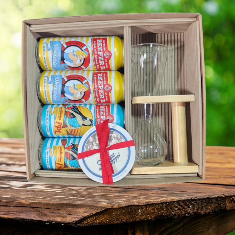Caja Regalo Vaso del Cochero + 4 Cervezas 500ml