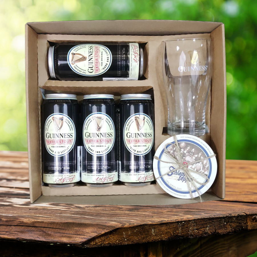 Caja Regalo Guinness+ 4x Extra Stout 473ml + Pinta Guinness