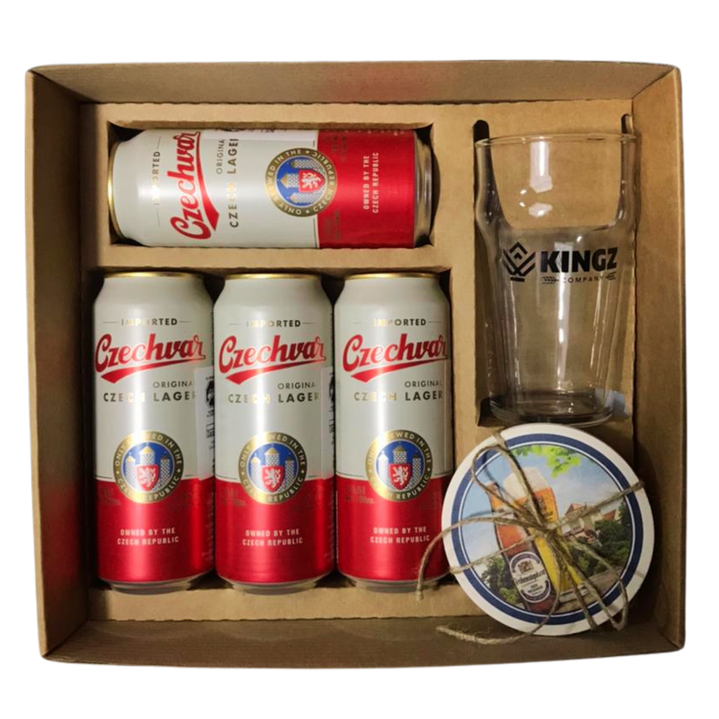 Caja de Regalo KINGZ Czechvar Original 500ml - Cerveza Checa Premium