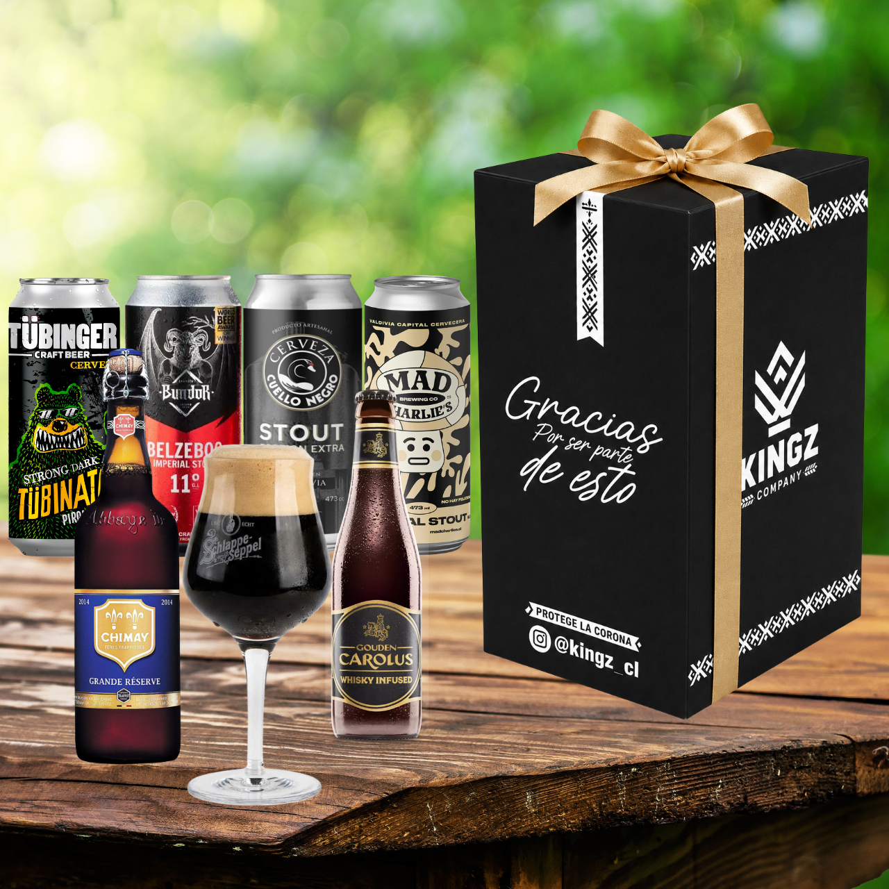 Pack de Regalo KINGZ Oscuras Black Mix con copa sommelier