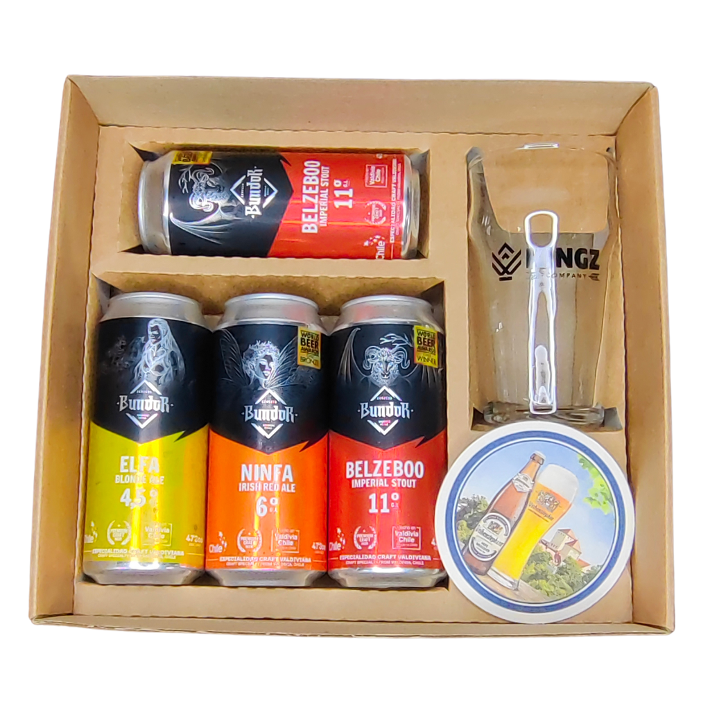 Caja de Regalo KINGZ Cervezas Bundor Valdivia 473ml