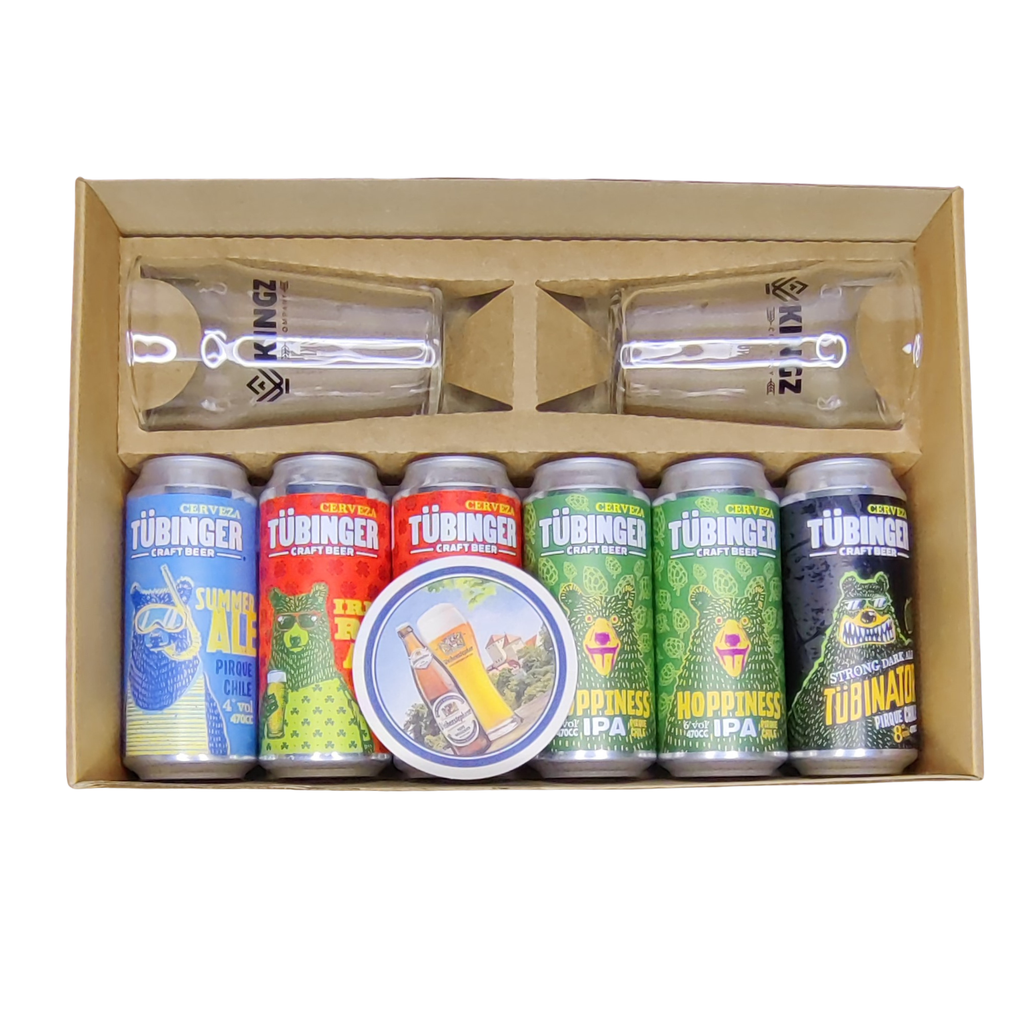 Caja de Regalo KINGZ Selección Tübinger XL - (6 Latas + 2 Vasos)