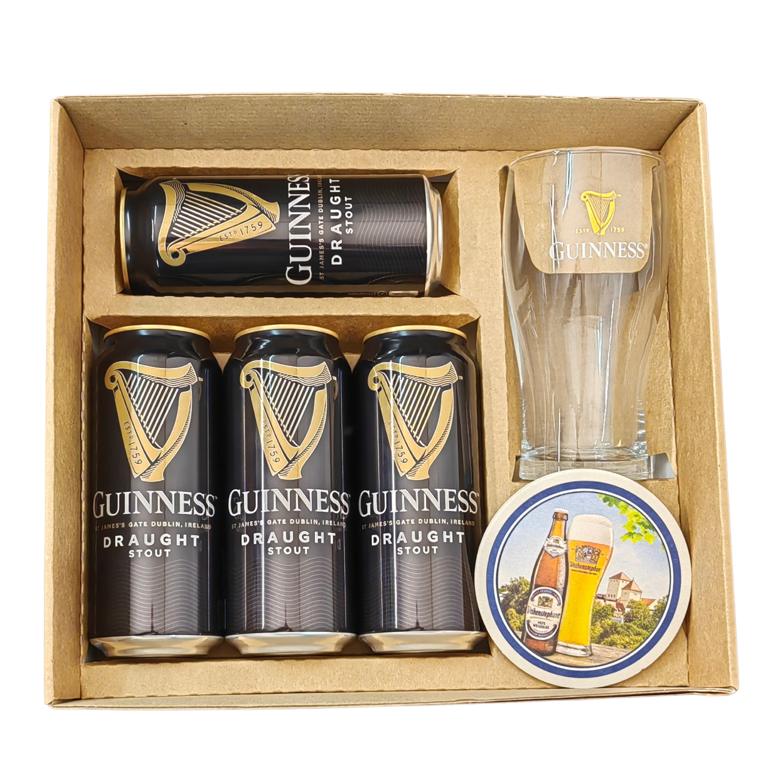 Pack Regalo Guinness Original – 4 Draught Stout 440ml + Pinta Guinness