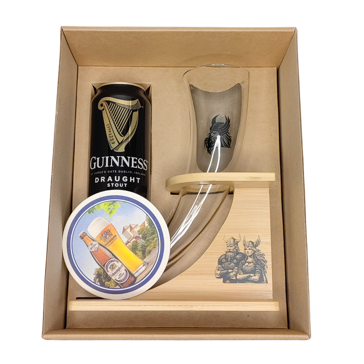Caja de Regalo Experiencia Vikinga: Guinness Draught 440ml + Cuerno Cervecero