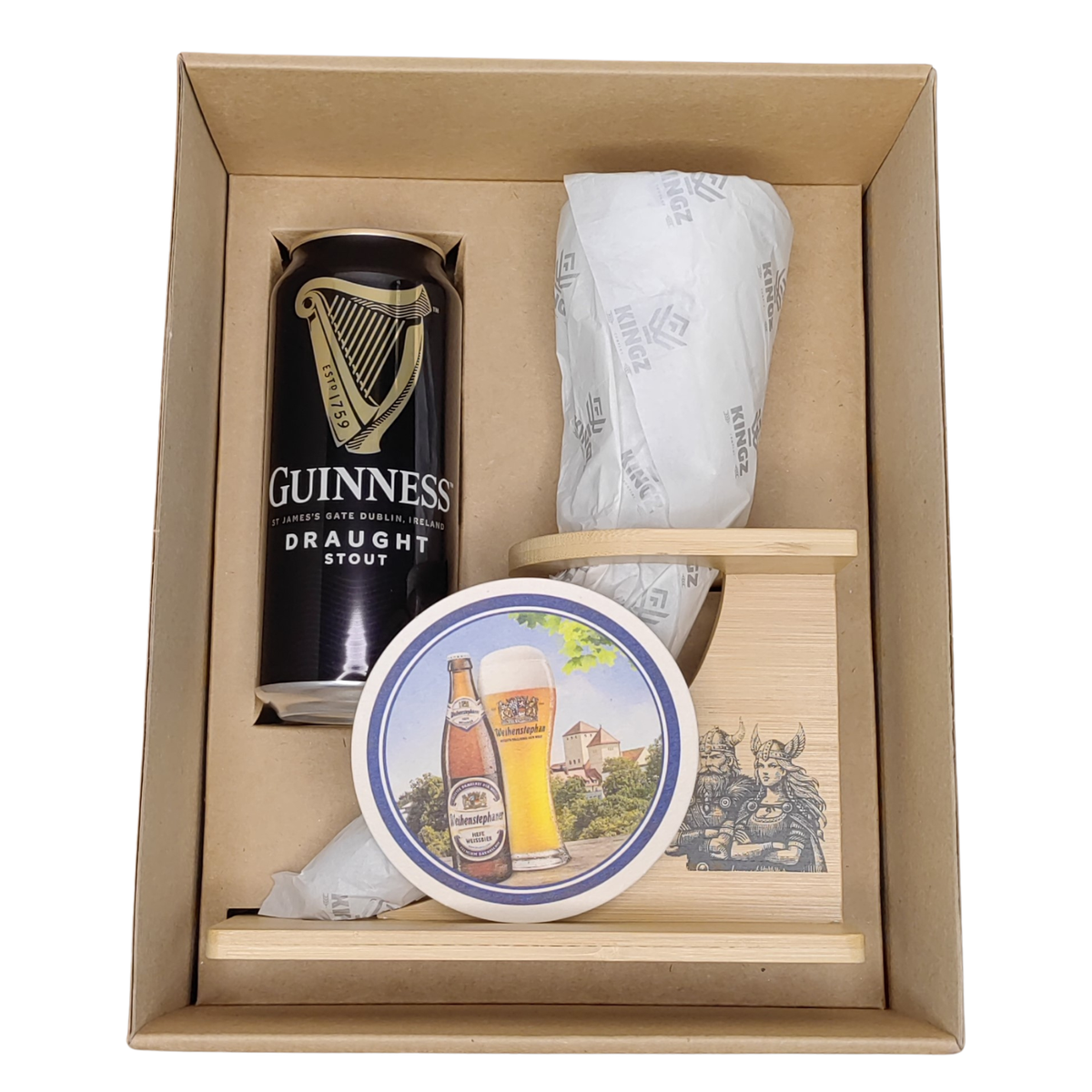 Caja de Regalo Experiencia Vikinga: Guinness Draught 440ml + Cuerno Cervecero